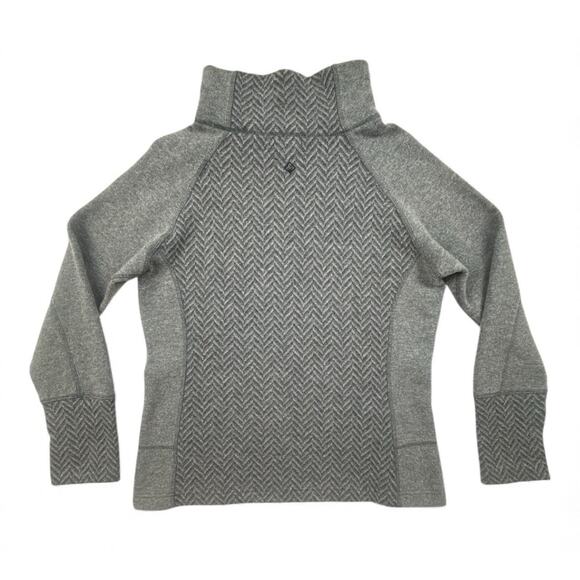 PrAna Lucia Sweater Drawstring Mock Neck Gray Wool Blend Button Accent Women LG - Picture 8 of 16